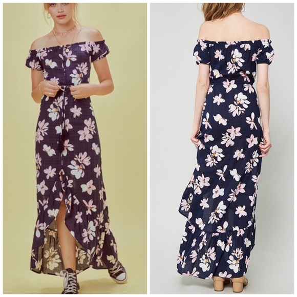 Navy Floral Print Dress - Picture 4 of 6